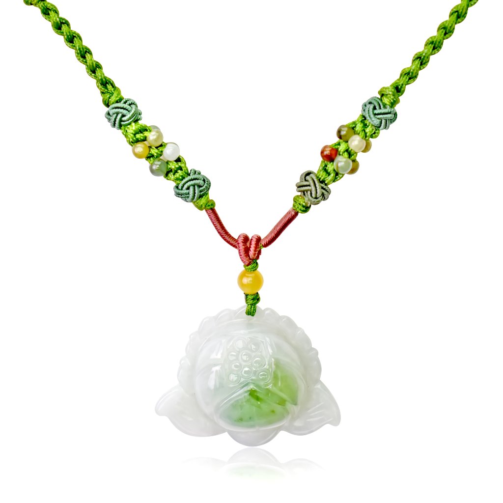 Purity In Your Life With Lotus Flower Handmade Jade Necklace Pendant